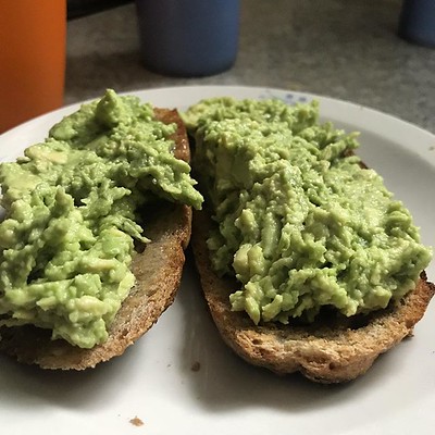 Two slices of avocado toast